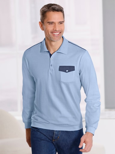 Poloshirt met lange mouwen - ijsblauw