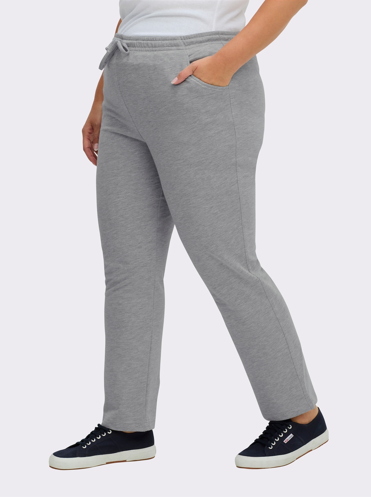 Jerseyhose mit Tunnelzug und Bindeband - grau-meliert