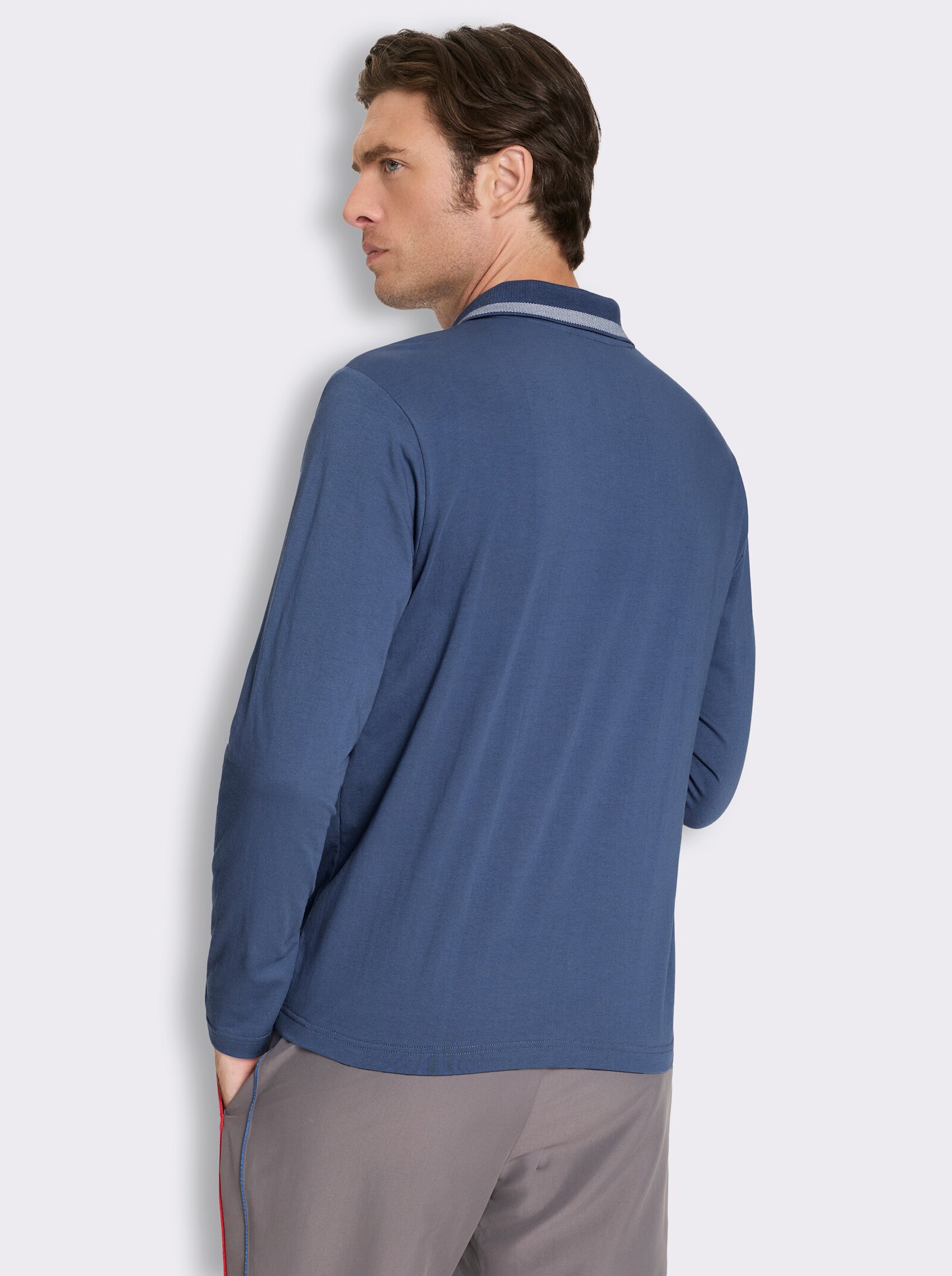Catamaran Sports Langarm-Poloshirt mit Jacquard-Einsätzen - jeansblau