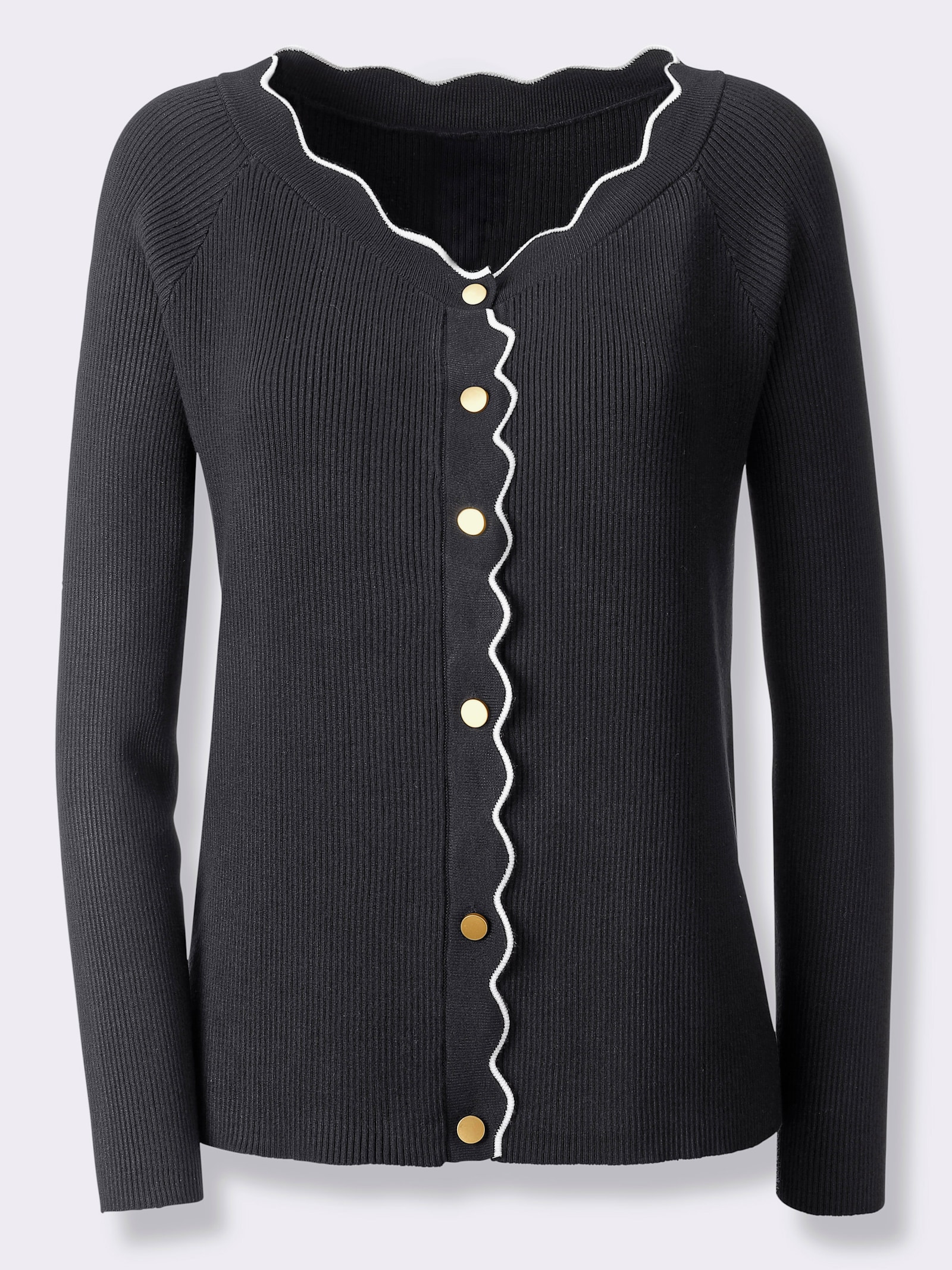 heine Vest met golvende randen - zwart