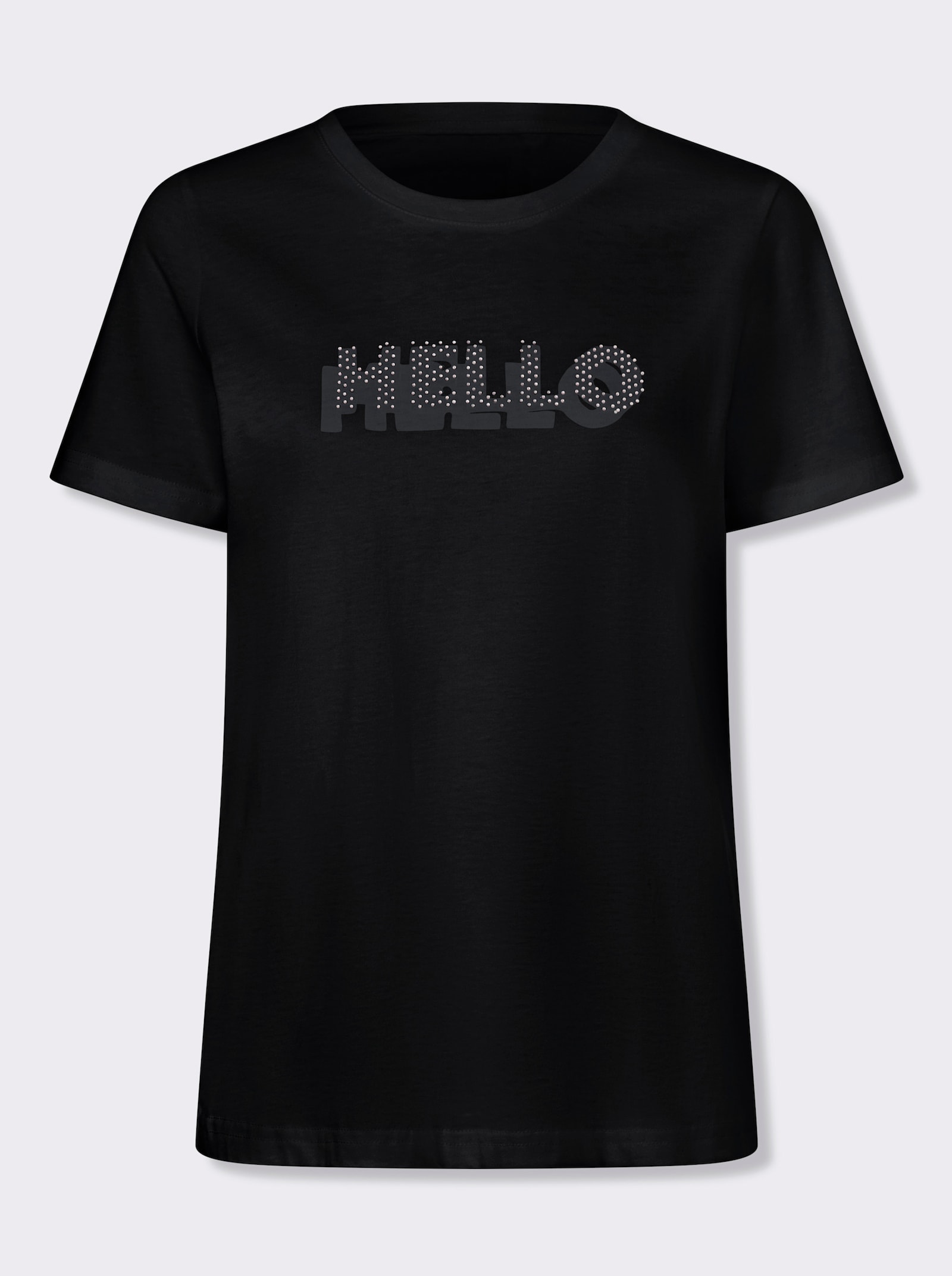 heine T-Shirt mit Glitzersteinchen - schwarz