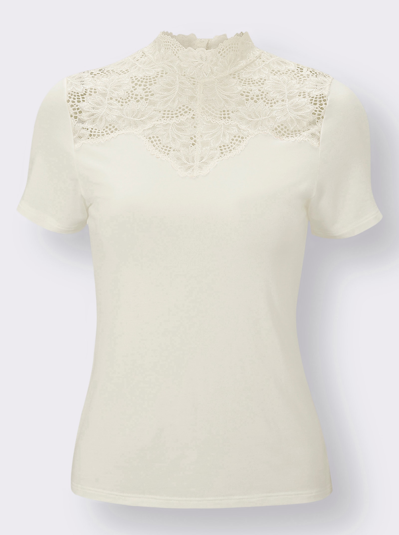 Nina von C. Blazershirt mit Spitze am Stehkragen - champagner