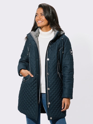 Longjacke mit abnehmbarer Kapuze - dunkelblau