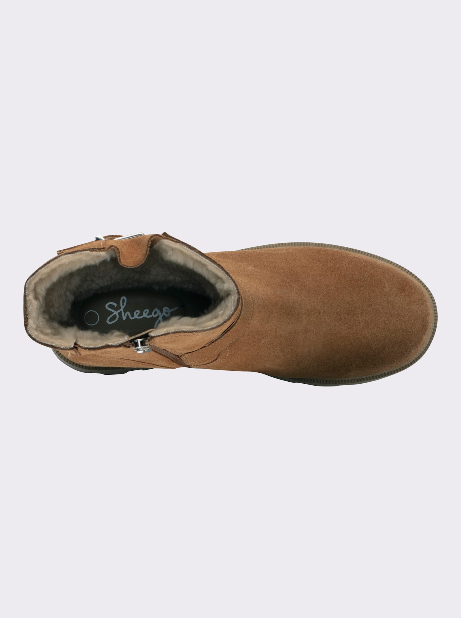 sheego Stiefelette mit Bändern und Schnallen - camel