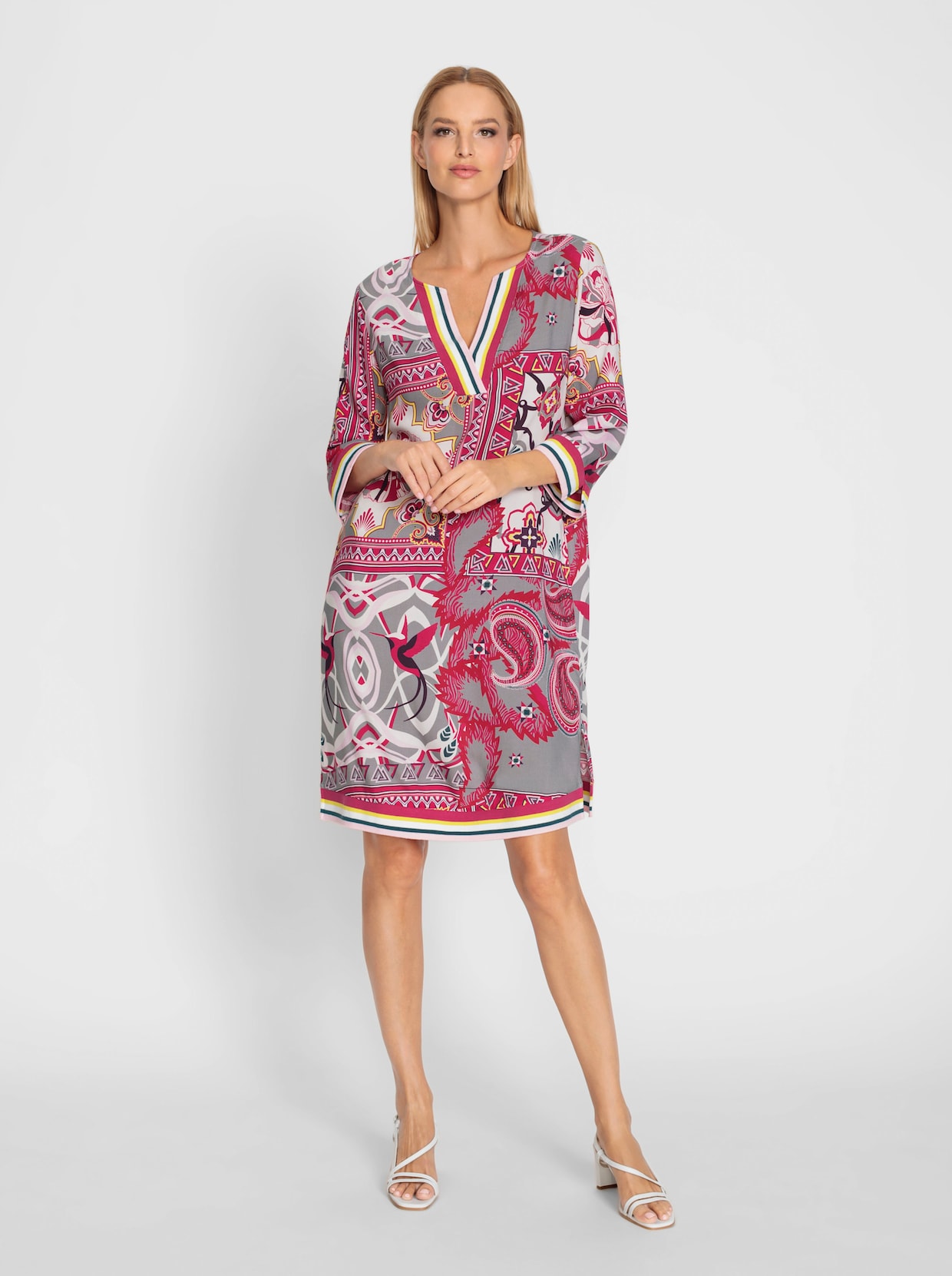 heine Robe tissée - écru-rose imprimé