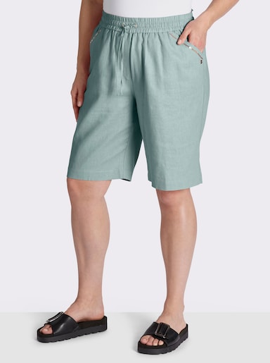 sheego Bermudas mit Pailletten entlang der Taschen - kalkmint