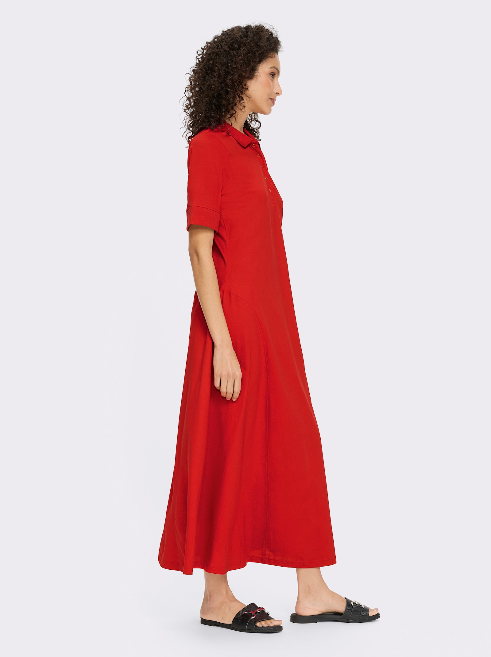 heine Polokleid mit Druckknöpfen - rot