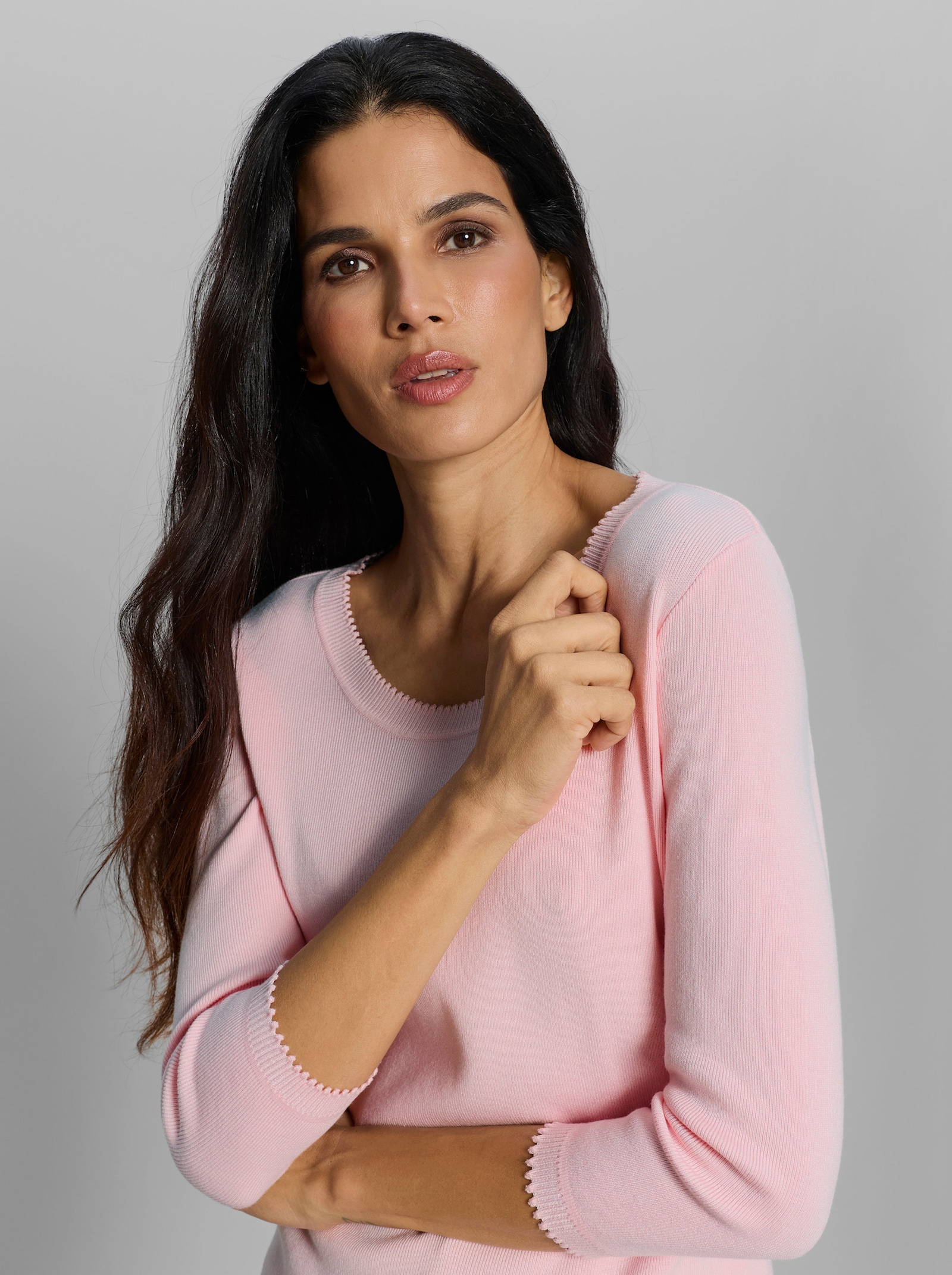 heine 3/4-Arm-Pullover mit Mäusezähnchen - hellrosé