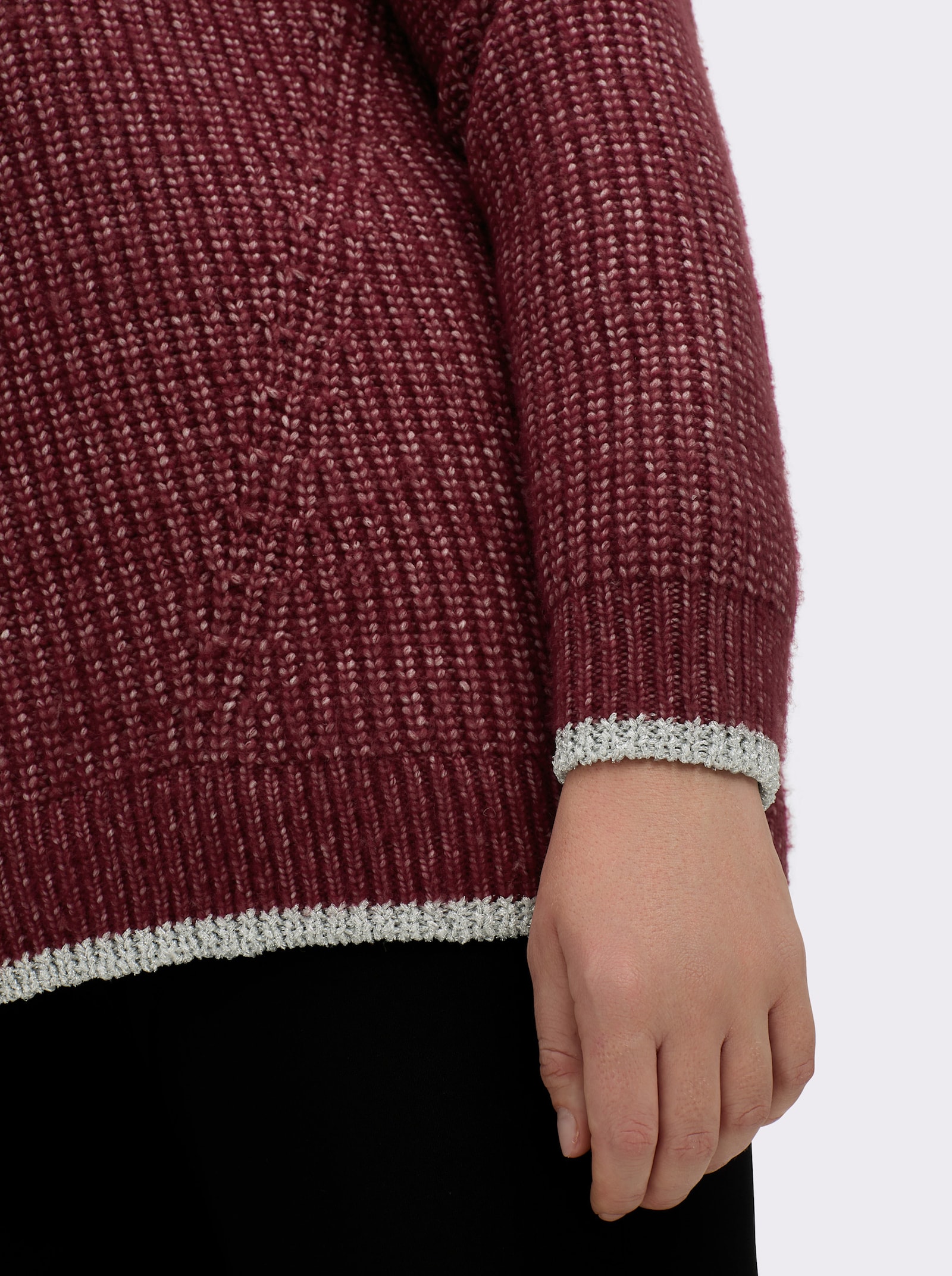 sheego Pullover im Rippstrick - burgund