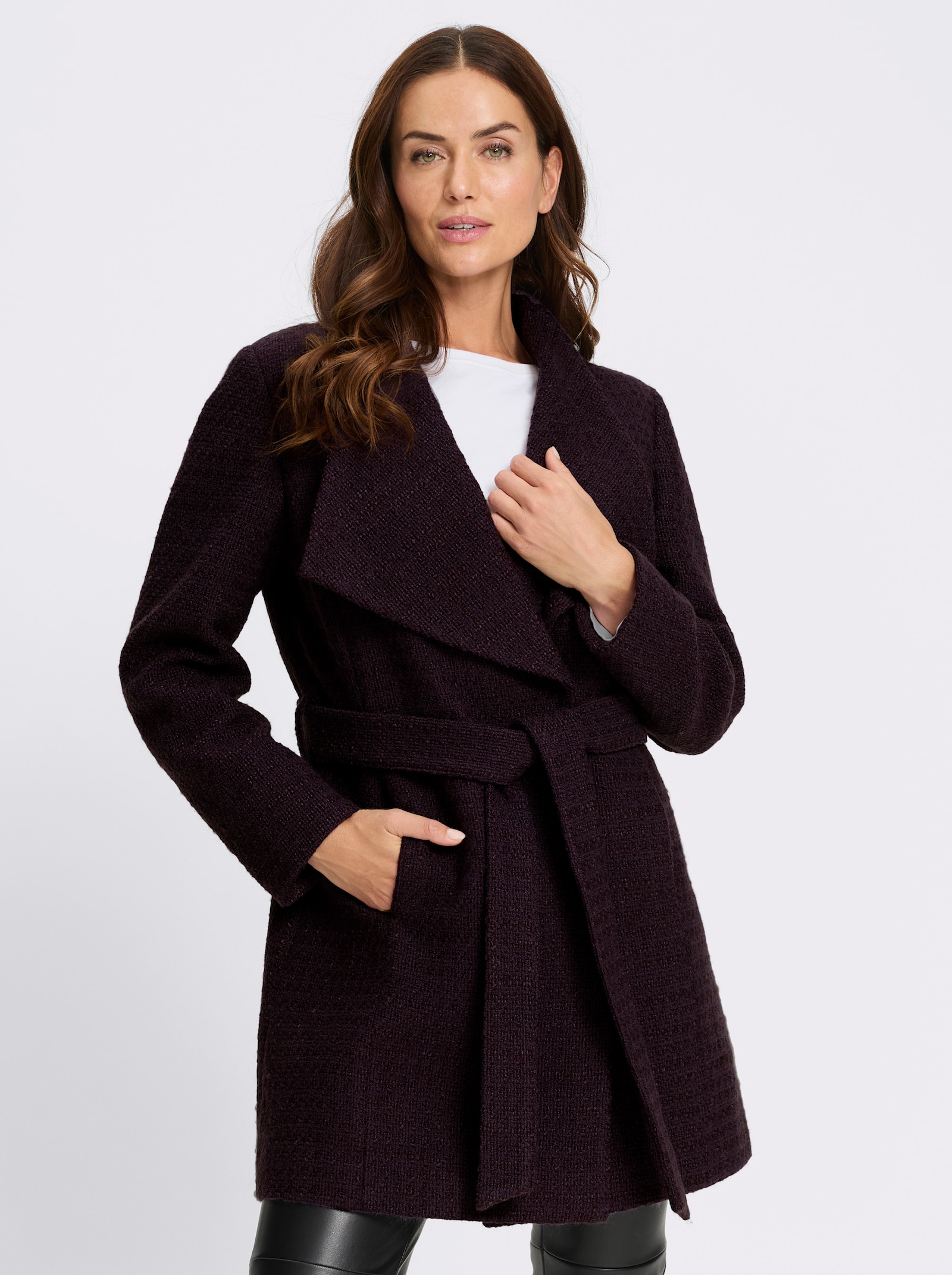 heine Boucléjacke mit wärmender Wolle - aubergine