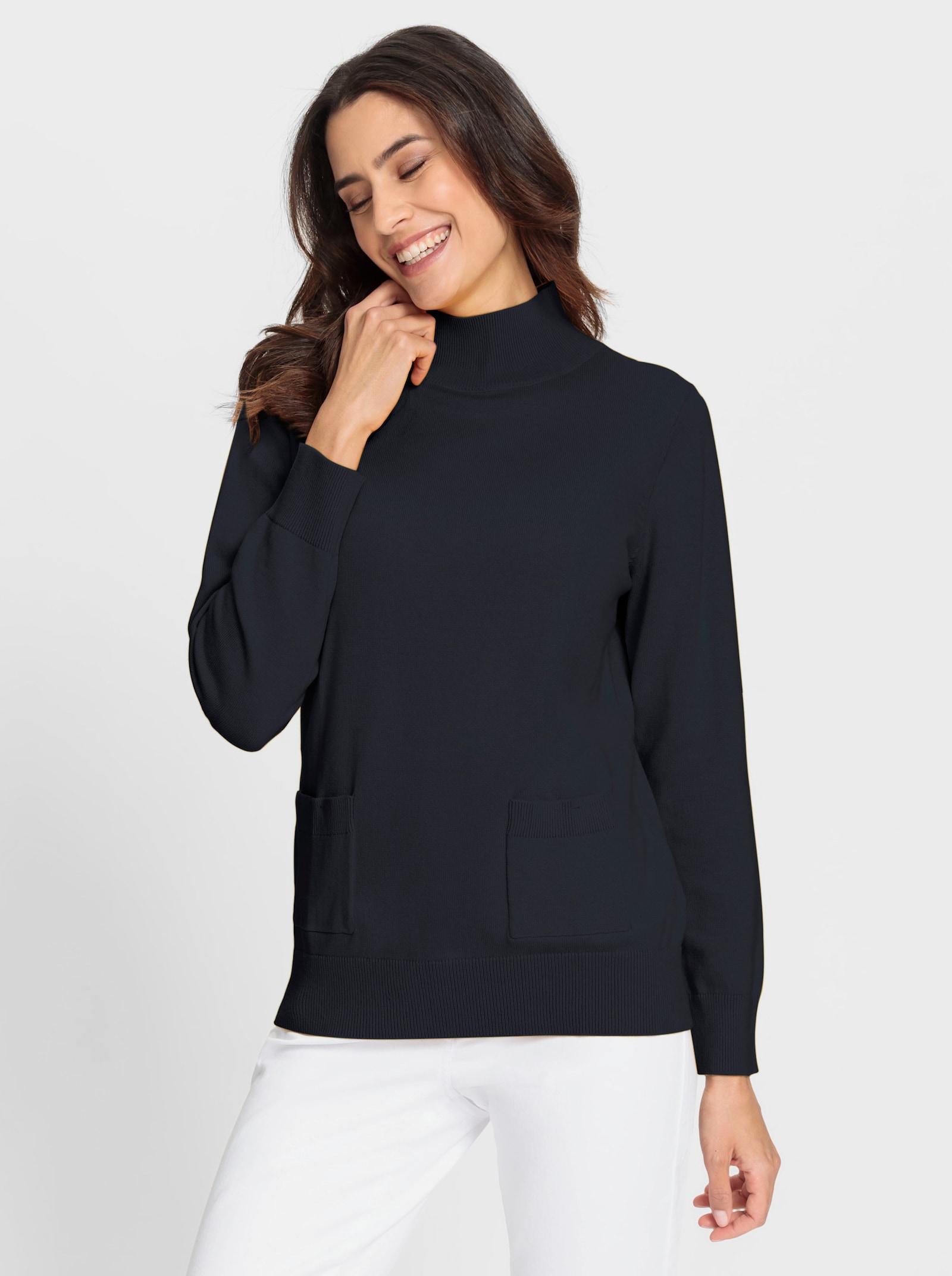 Trui met opstaande kraag - marine