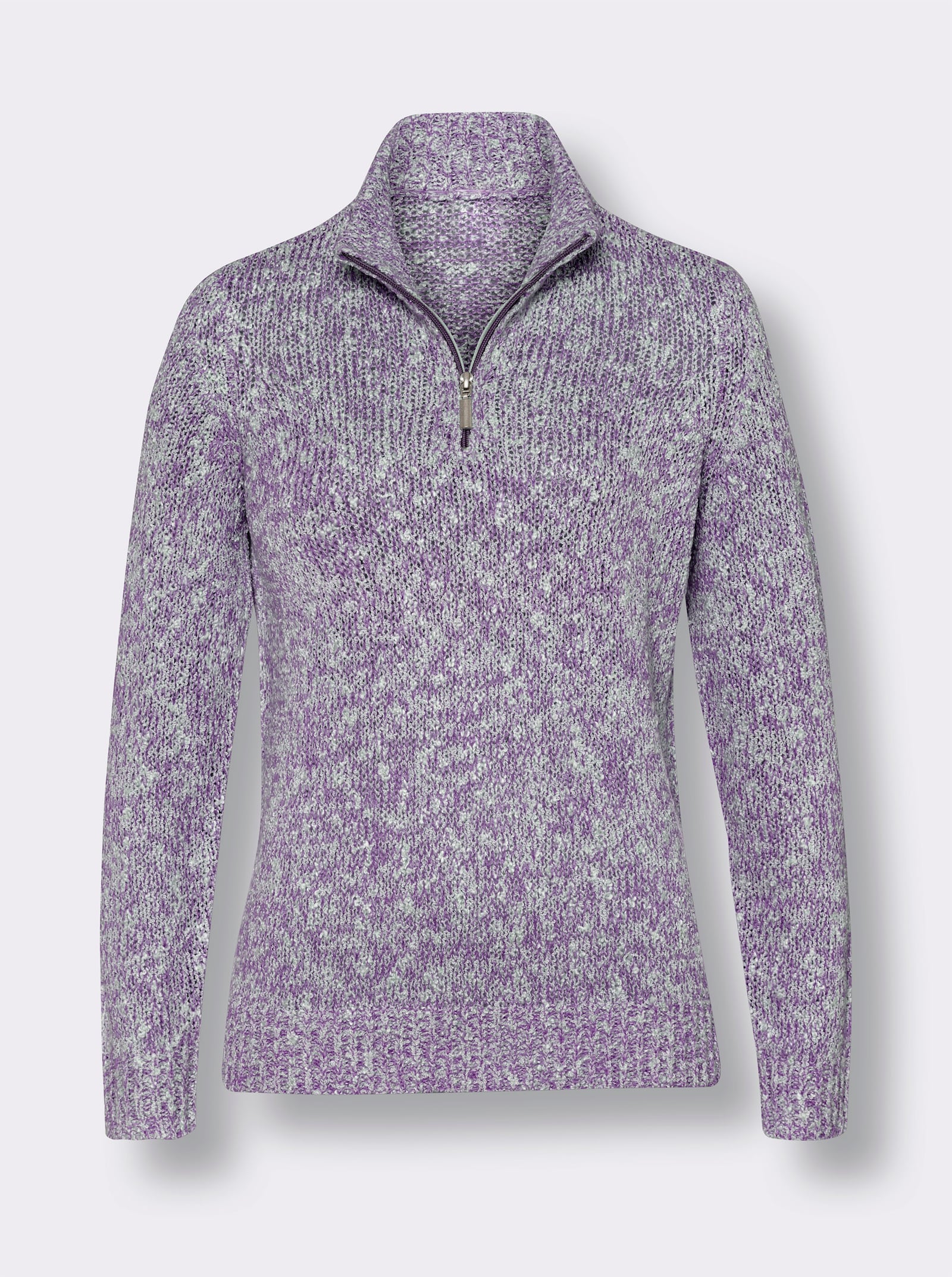 Stickad tröja med effektgarn - syren, melerad