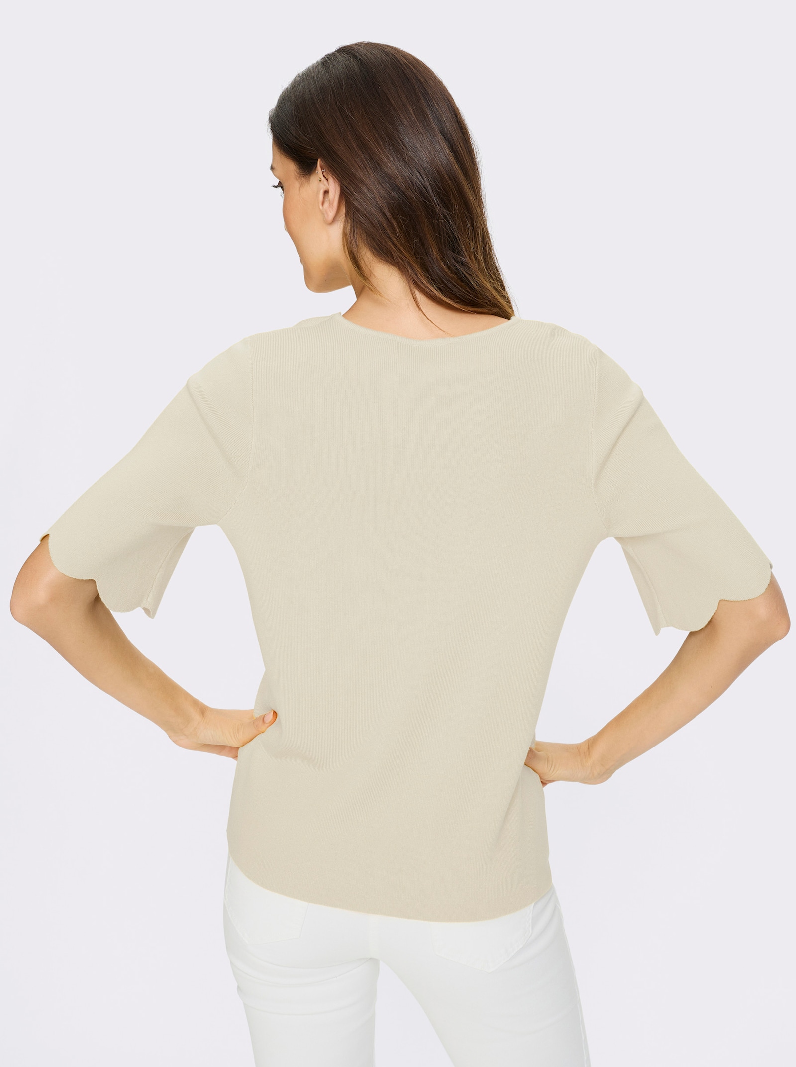 heine Feinstrickpullover mit Carré-Ausschnitt - champagner