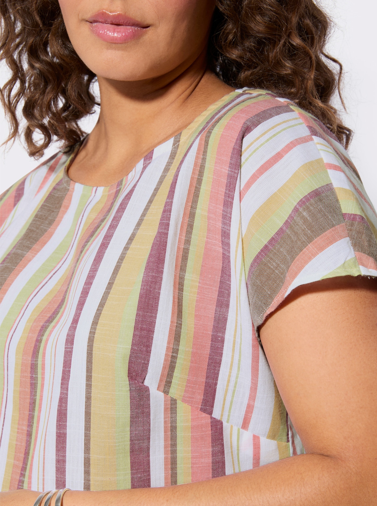 Gestreifte Bluse - pistazie-ecru-gestreift