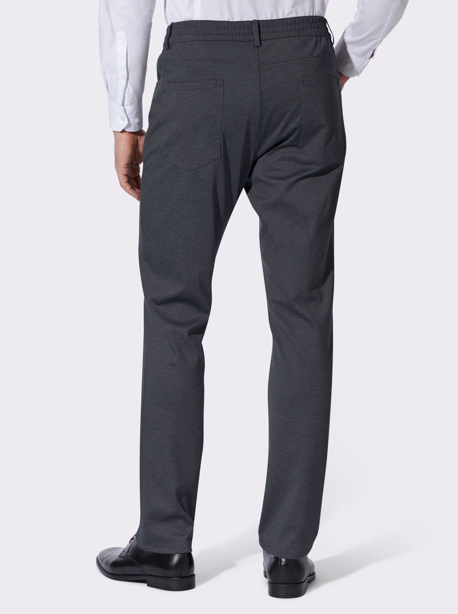 5-Pocket-Hose mit Rundum-Dehnbund - marine-meliert