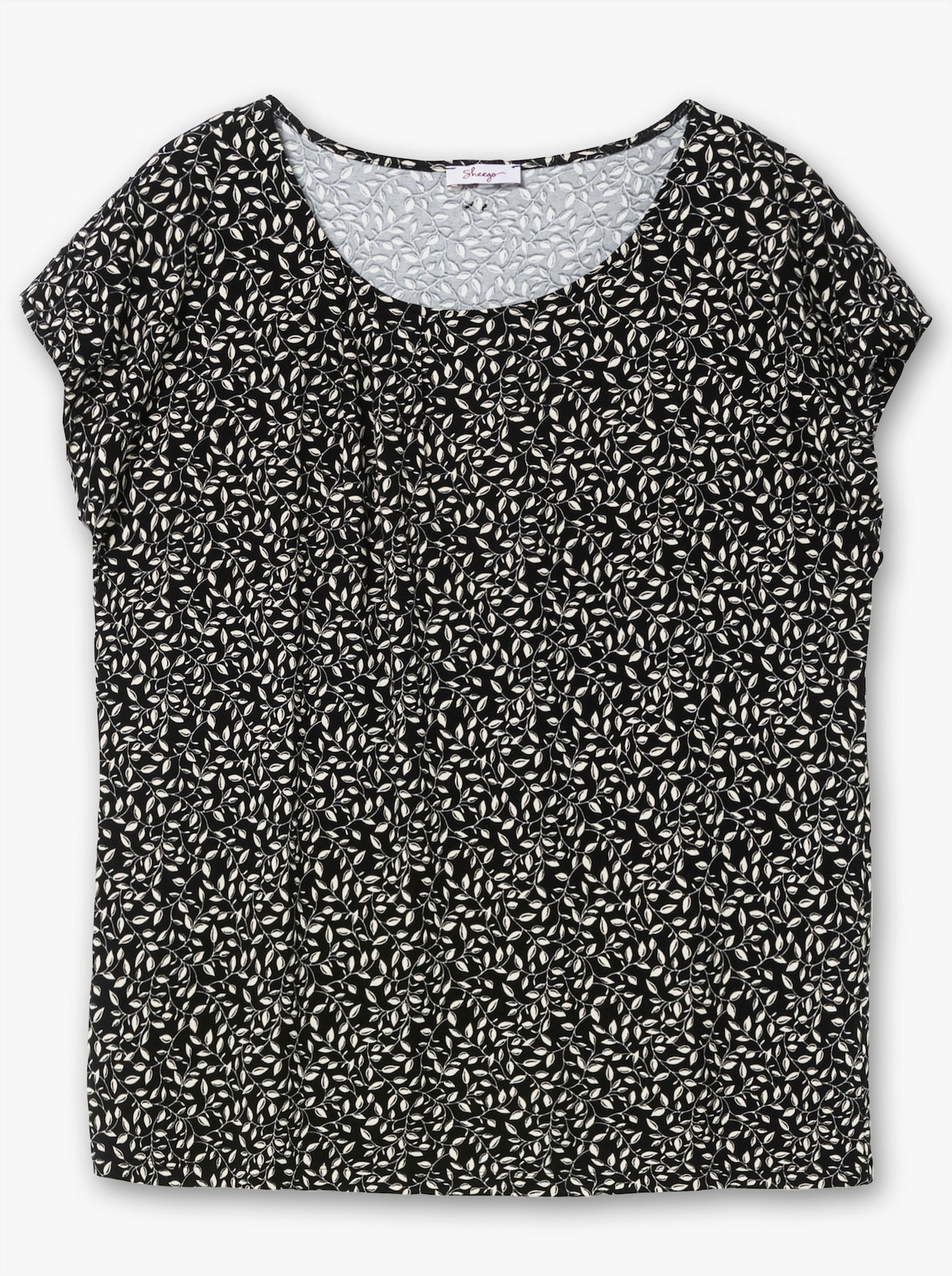 sheego Shirt met korte mouwen - zwart gedessineerd