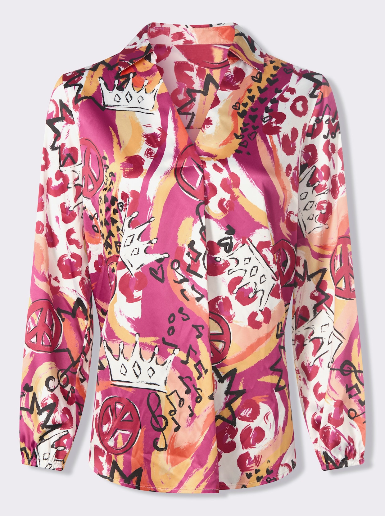 heine Druckbluse - fuchsia-erdbeere-bedruckt