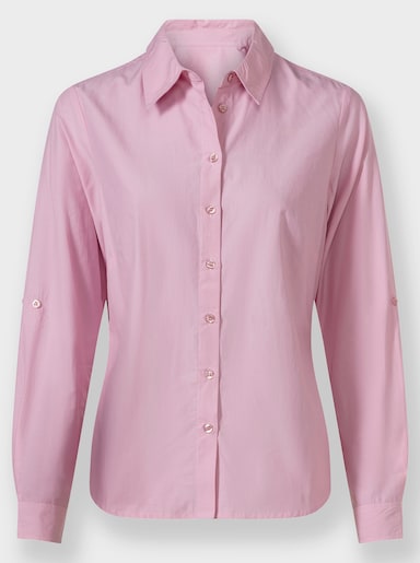 Langarm-Bluse im Baumwoll-Polyester-Mix - rosé