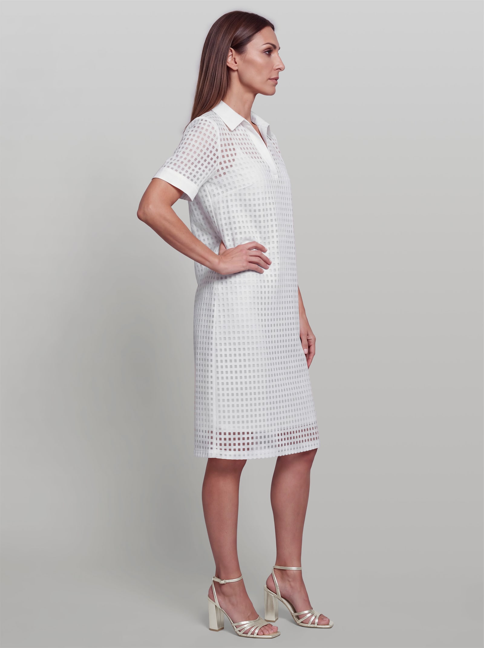 heine Sommerkleid mit Karo-Dessin - ecru