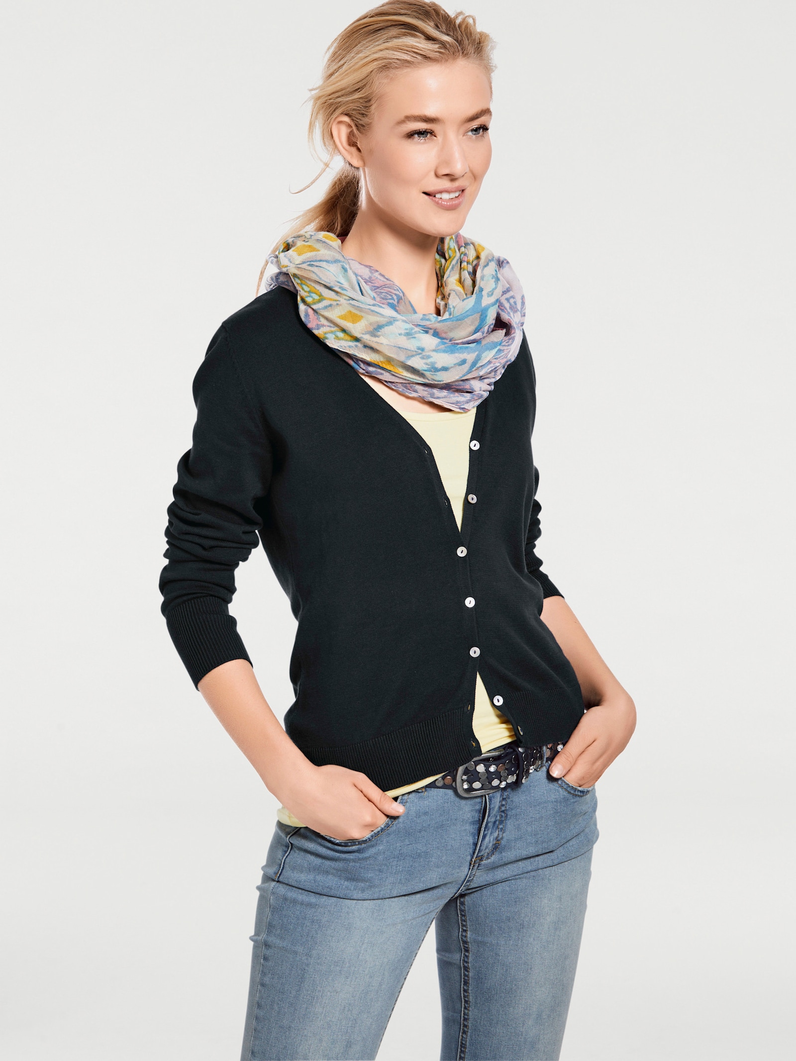 heine Feinstrickjacke im Cardigan-Style - schwarz