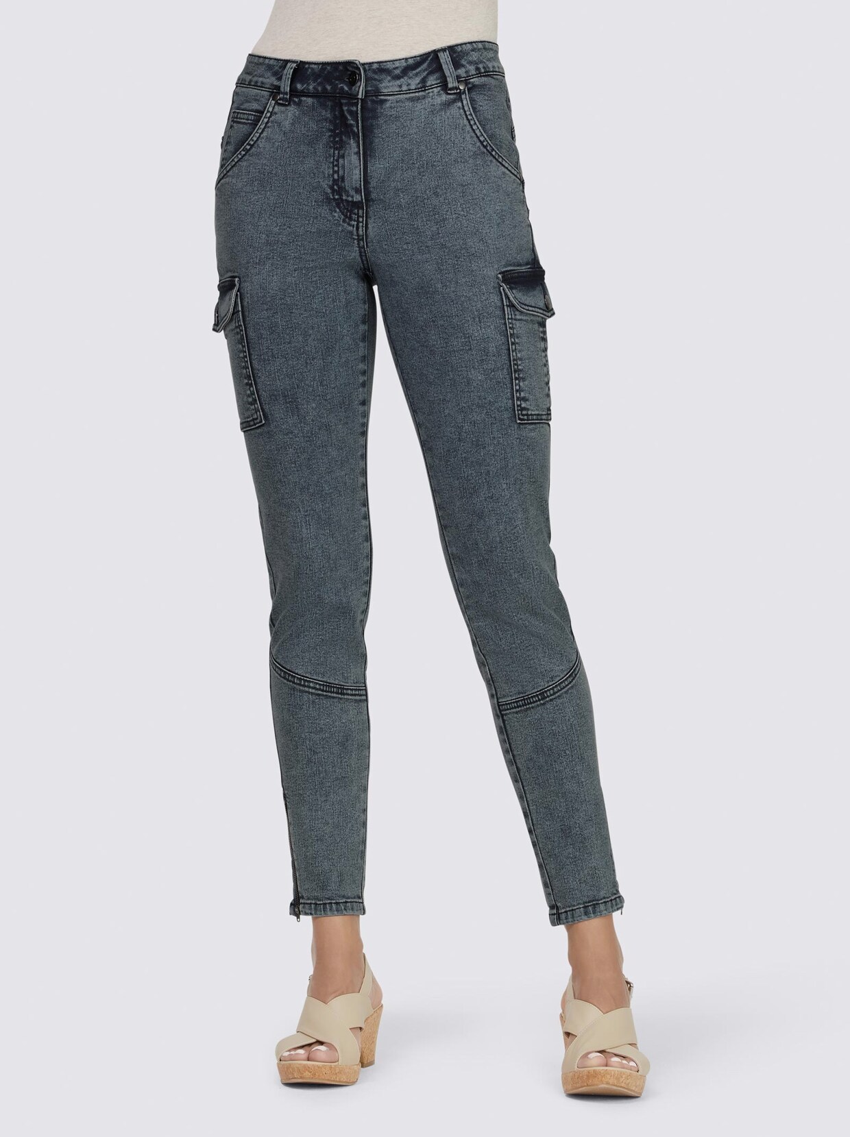 Linea Tesini Push-up-Jeans - blue-stone-washed