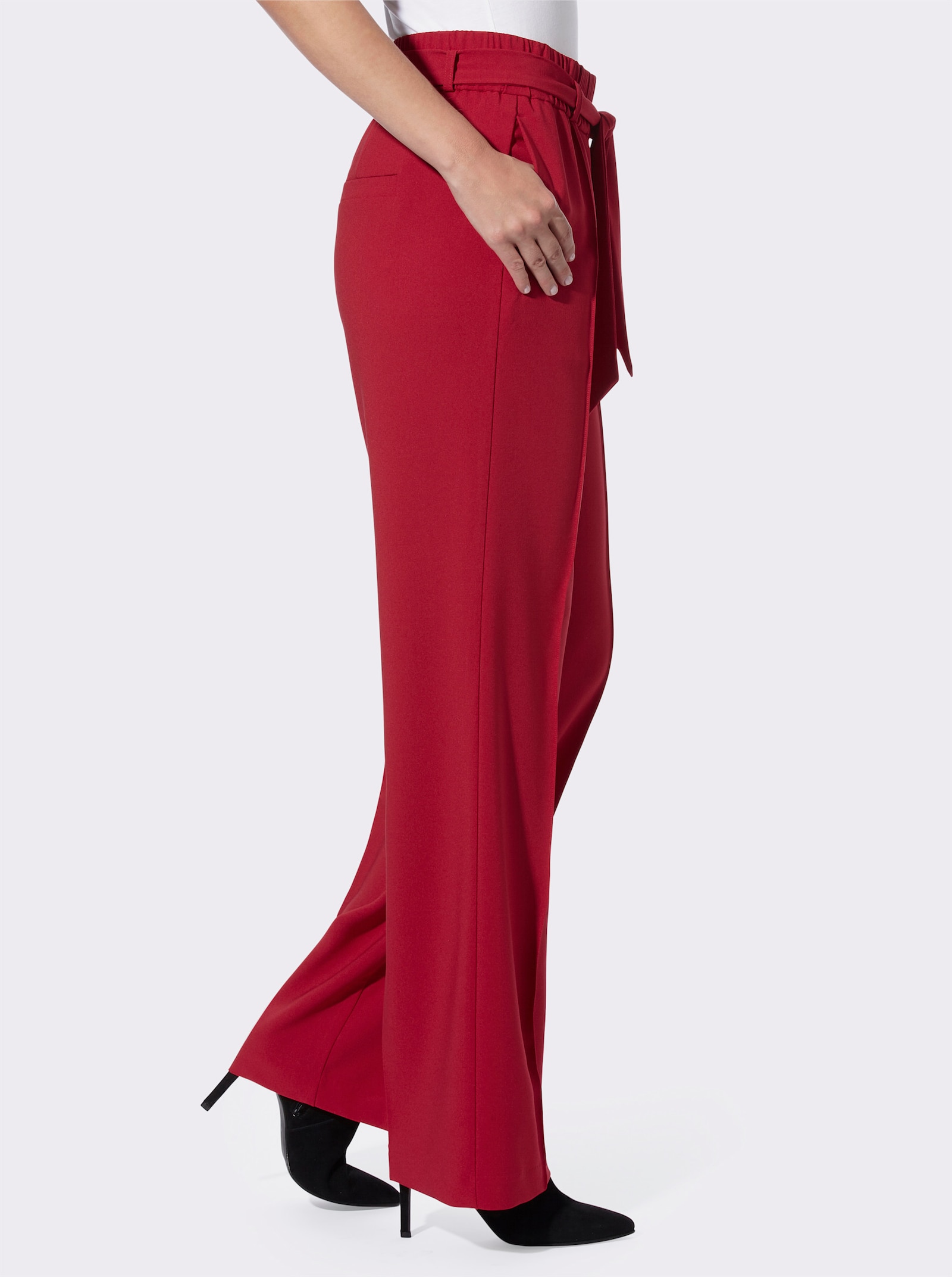 heine Geweven broek met comfortband rondom - rood