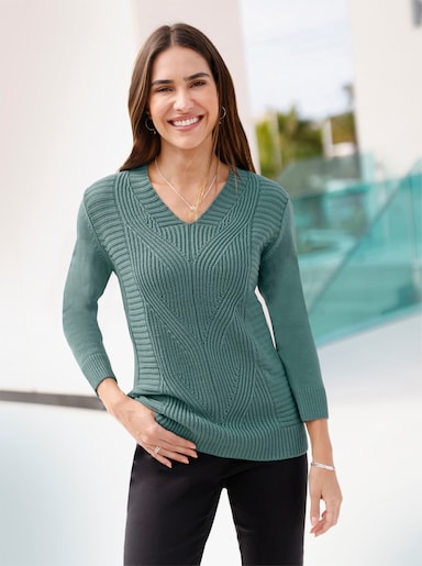 Langarm-Pullover - jade