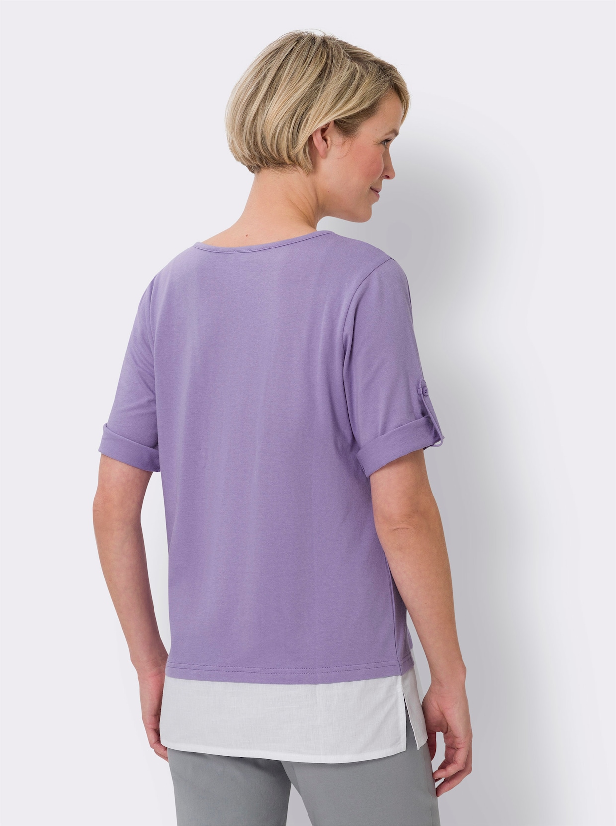 2-in-1-Shirt - lavendel-weiß