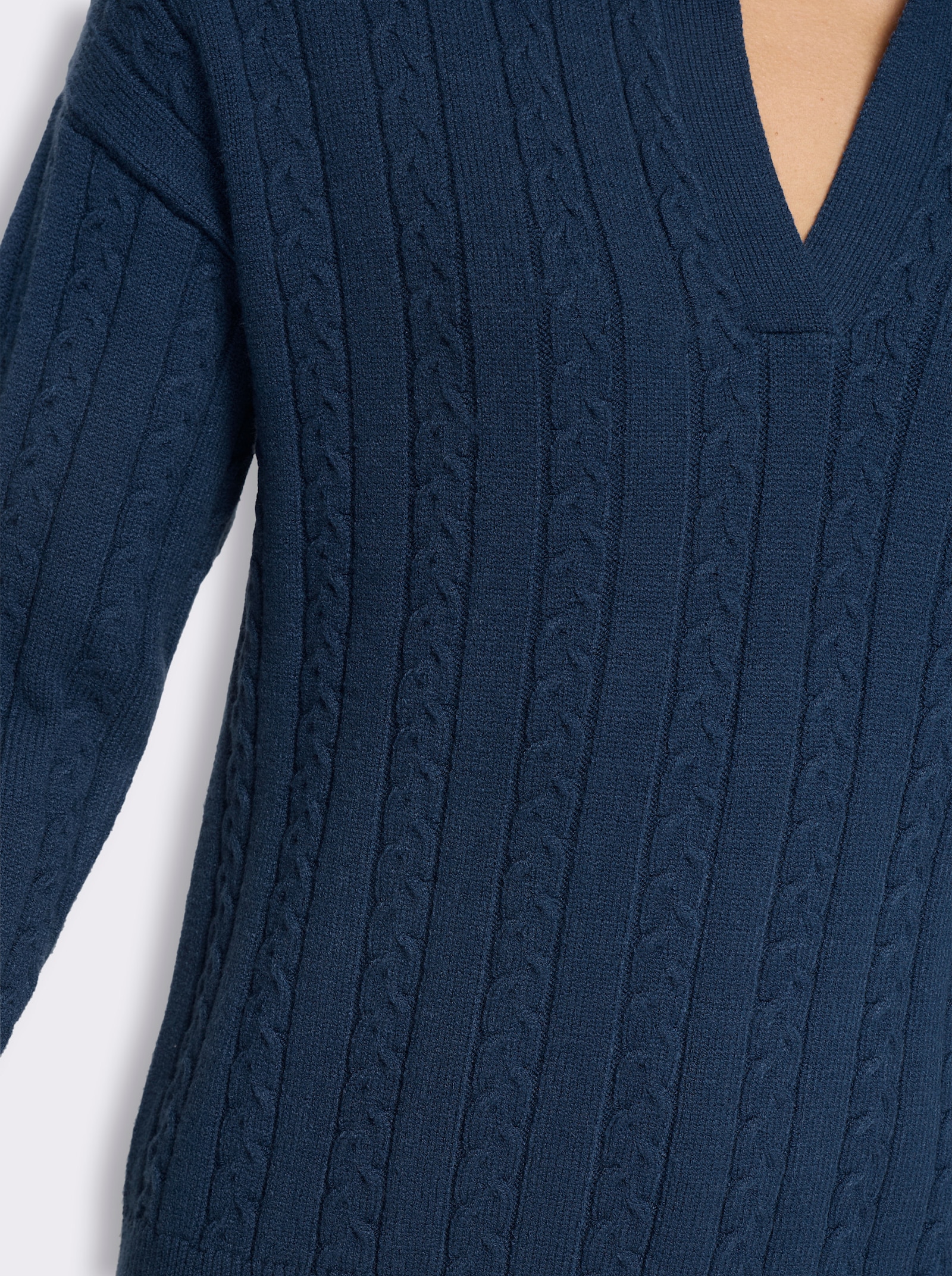 heine Langarm-Pullover mit Zopfmuster - dunkelblau