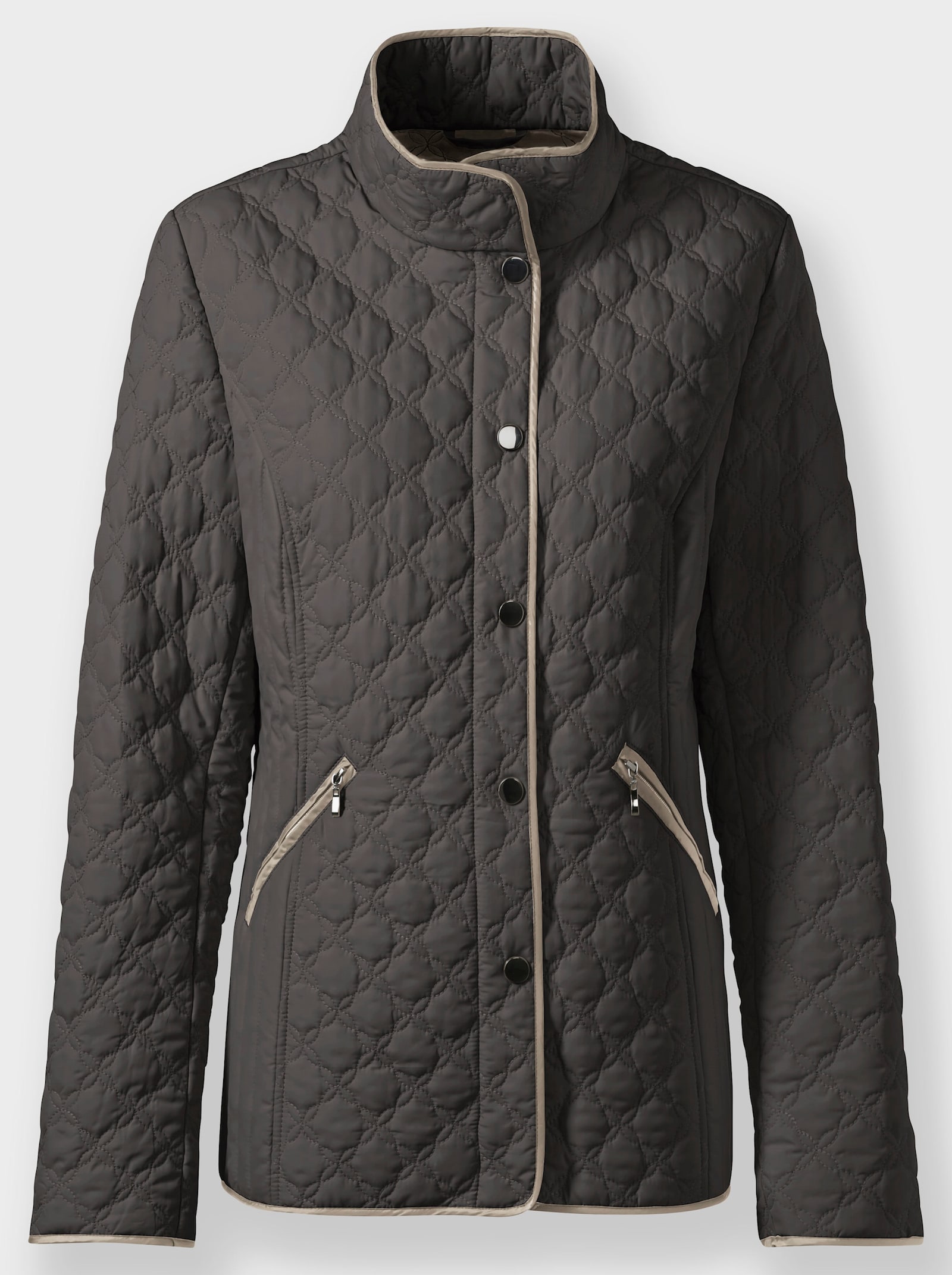 Steppjacke mit kontrastfarbenen Paspeln - graphit