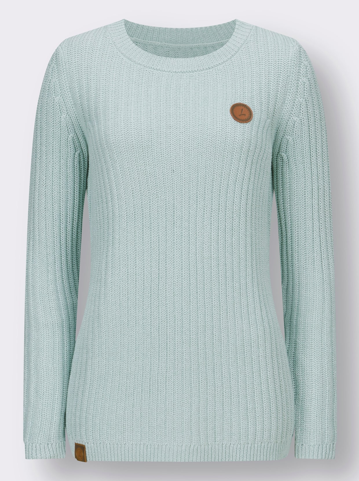 Pullover met ronde hals - kalkmint/wit gemêleerd