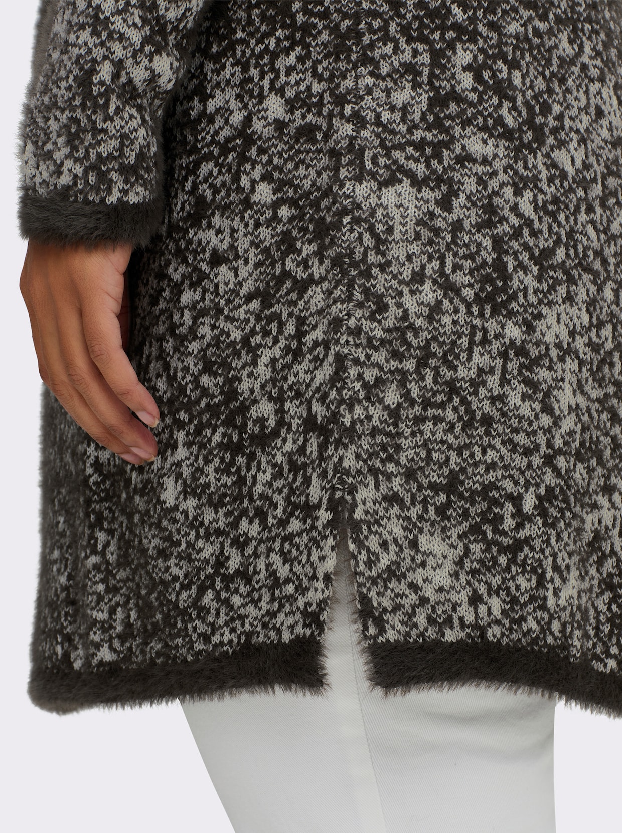 sheego Pullover - graphit-ecru-gemustert