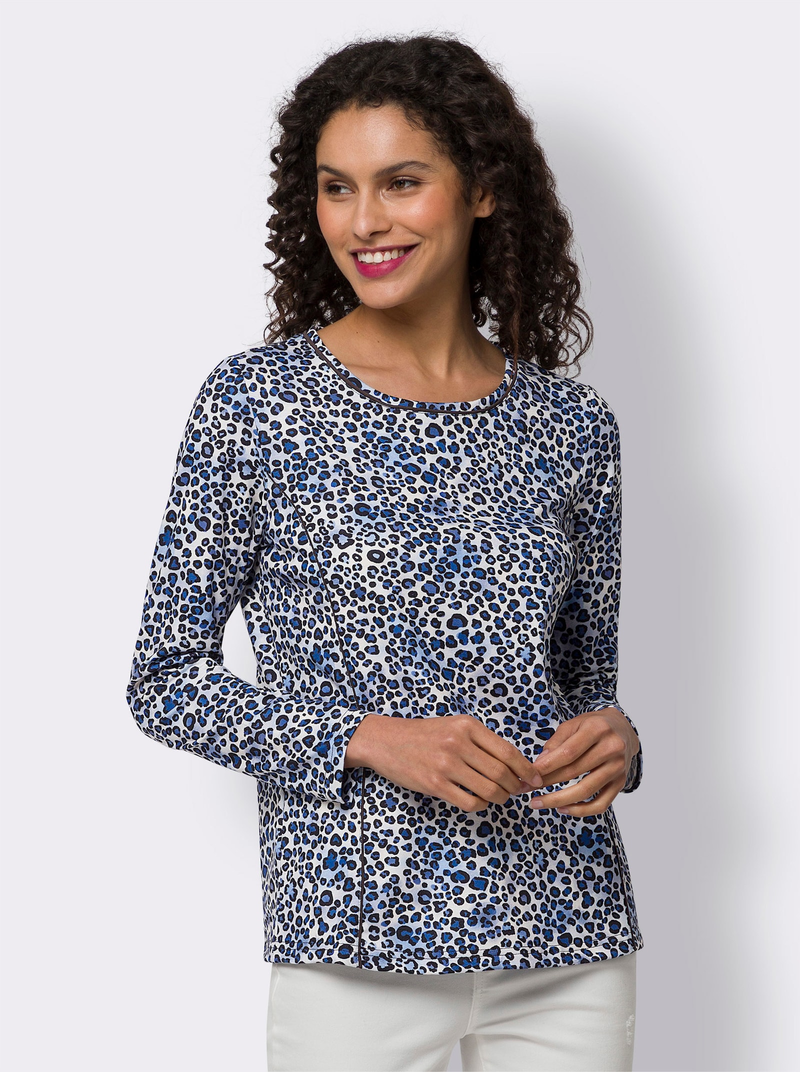 heine Print-Shirt mit Animal-Dessin - champagner-taubenblau-bedruckt