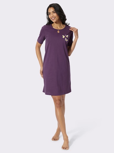 Kurzarm-Sleepshirt mit platziertem Druck - traube