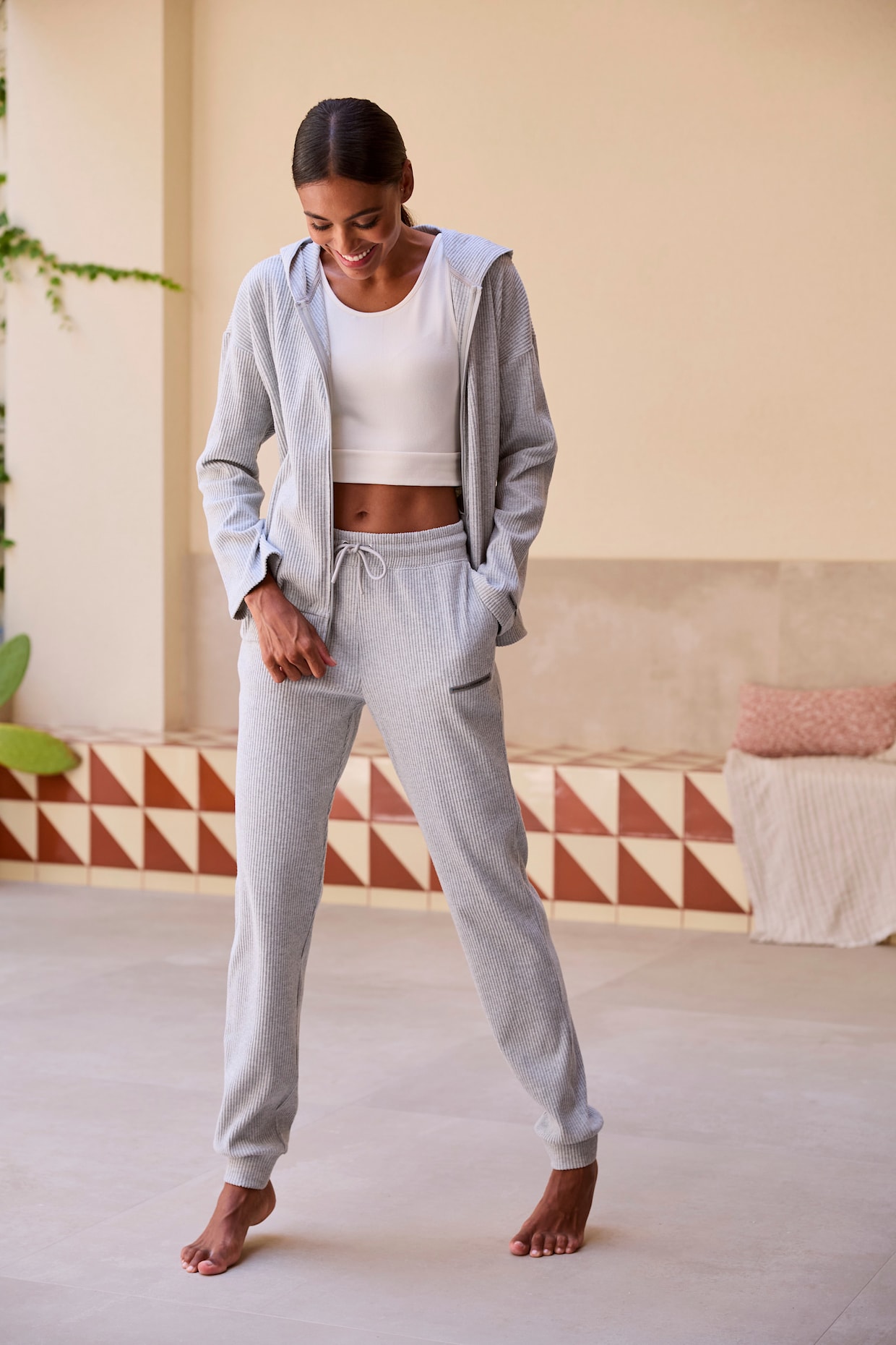 French Connection Sweatjacke - hellgrau