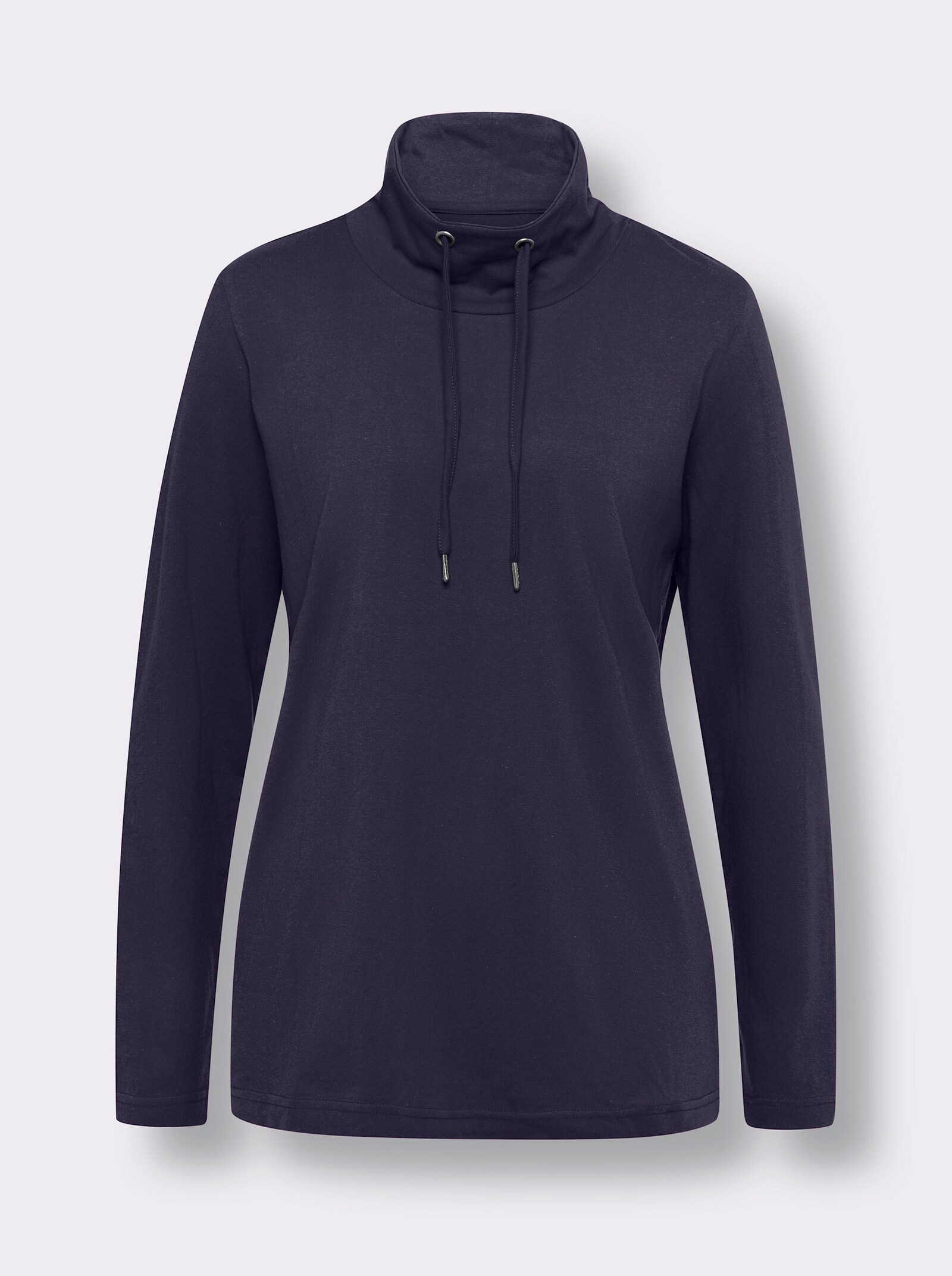 Shirt met opstaande kraag van puur katoen - marine