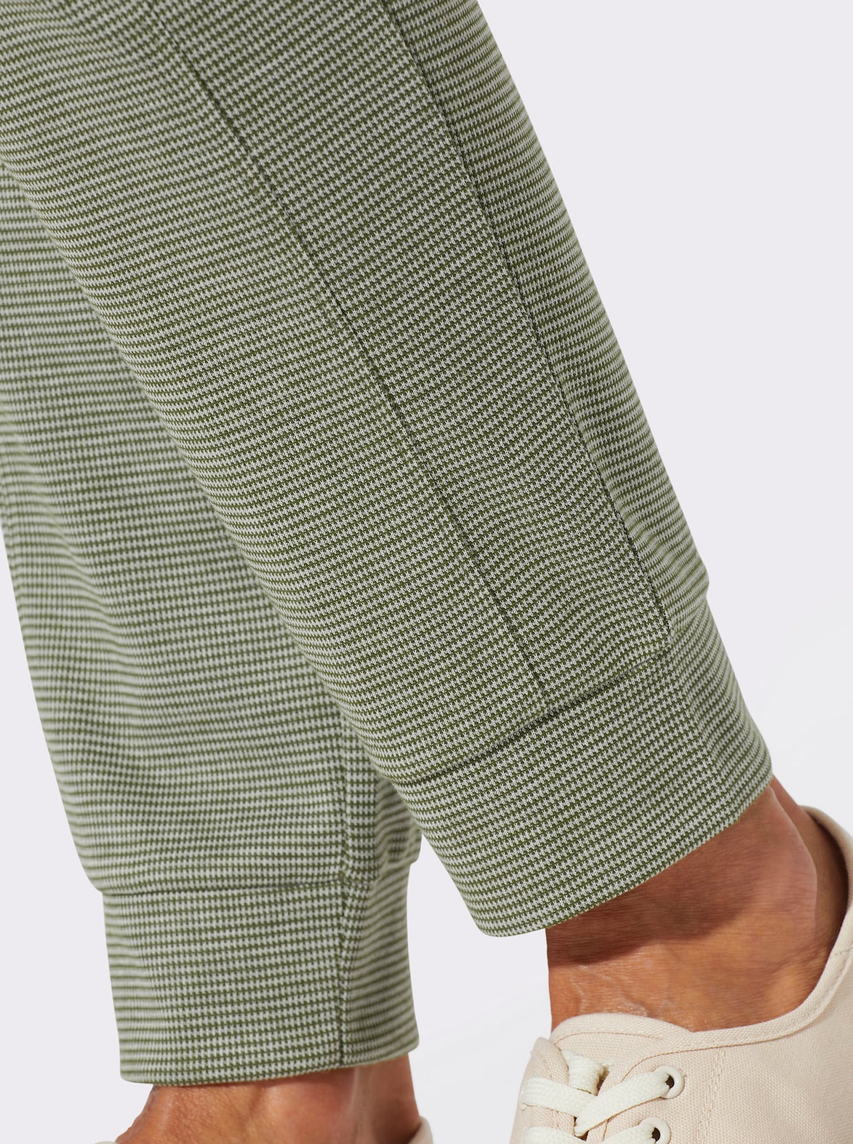 Jerseyhose in Melange-Optik - oliv-ecru-meliert