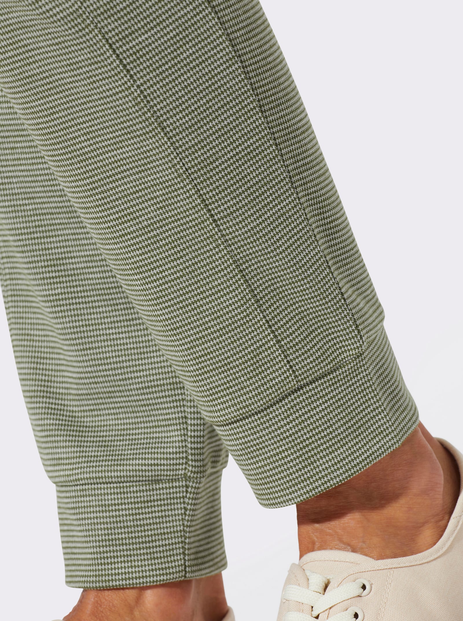 Jerseyhose in Melange-Optik - oliv-ecru-meliert