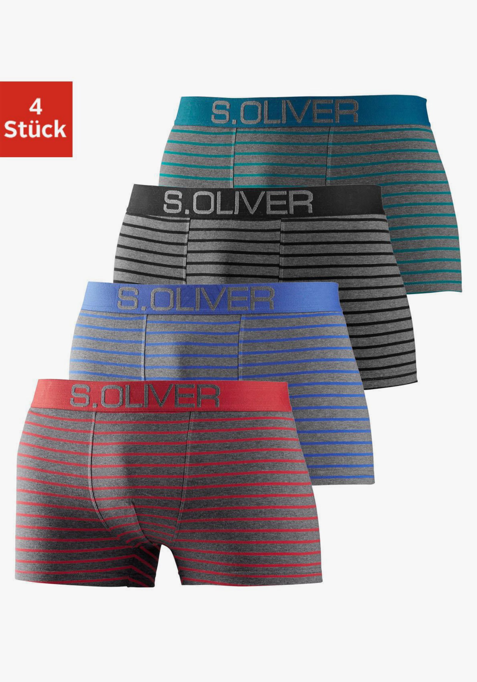 s.Oliver Boxer - grijs/rood gestreept / grijs/blauw gestreept / grijs/zwart gestreept / grijs/petrol gestreept