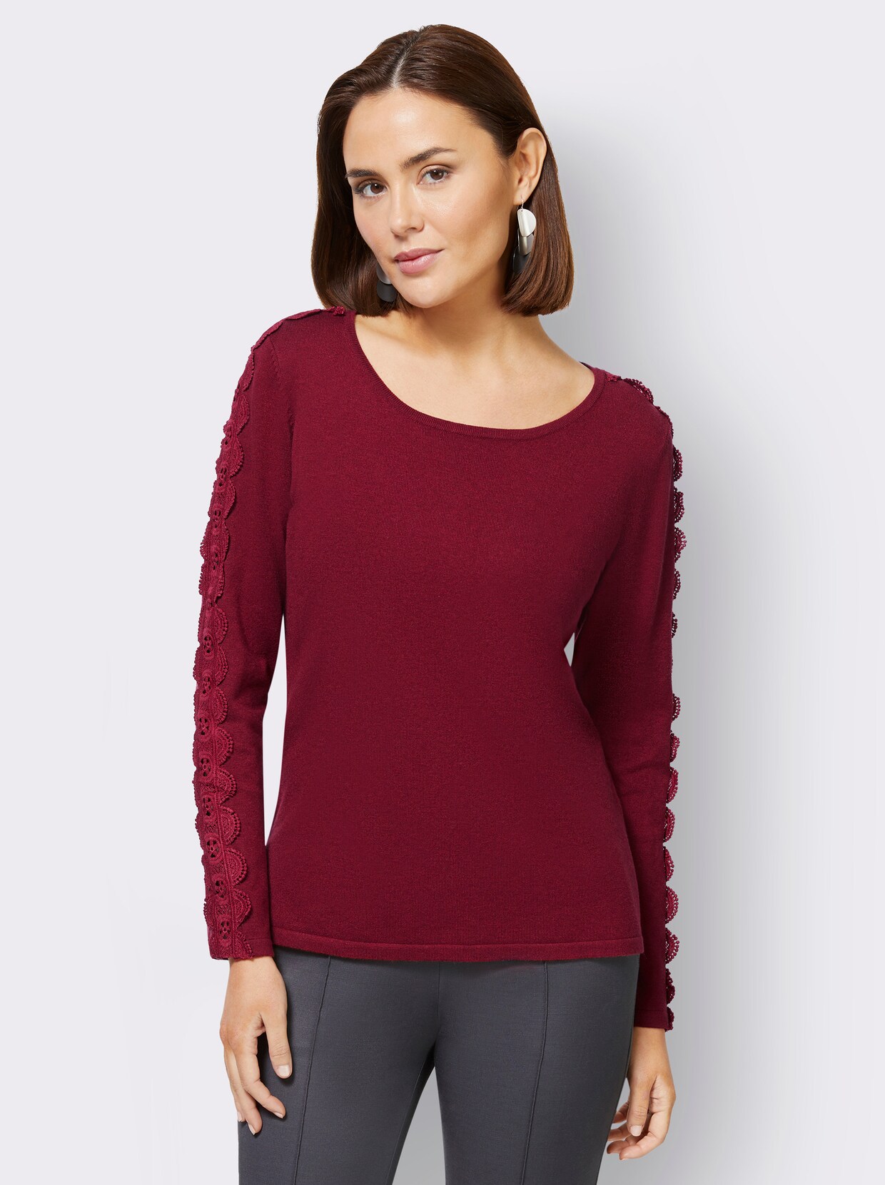 Langarm-Pullover - dunkelrot