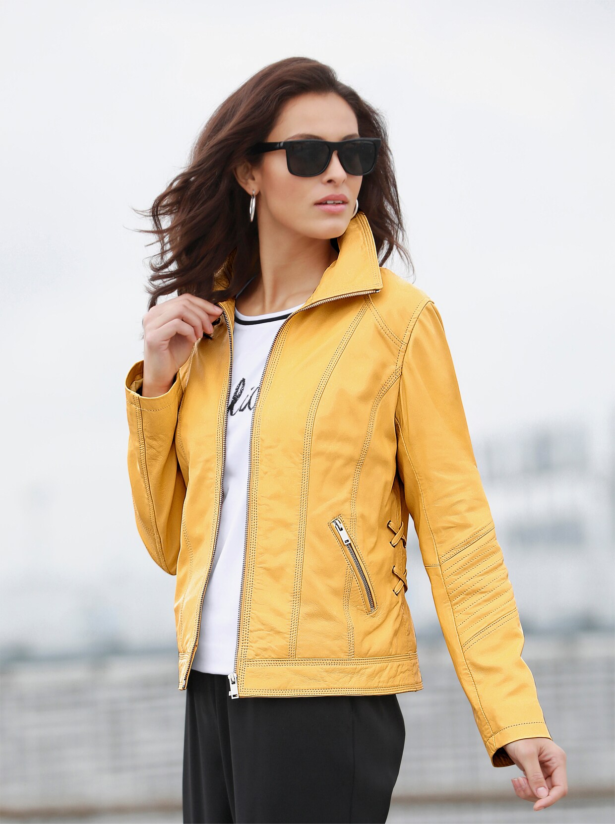 Lederjacke - gelb