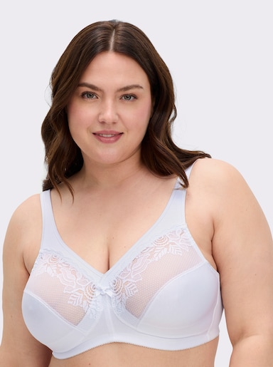Glamorise Minimizer-BH ohne Bügel mit Spitzeneinsatz - weiß
