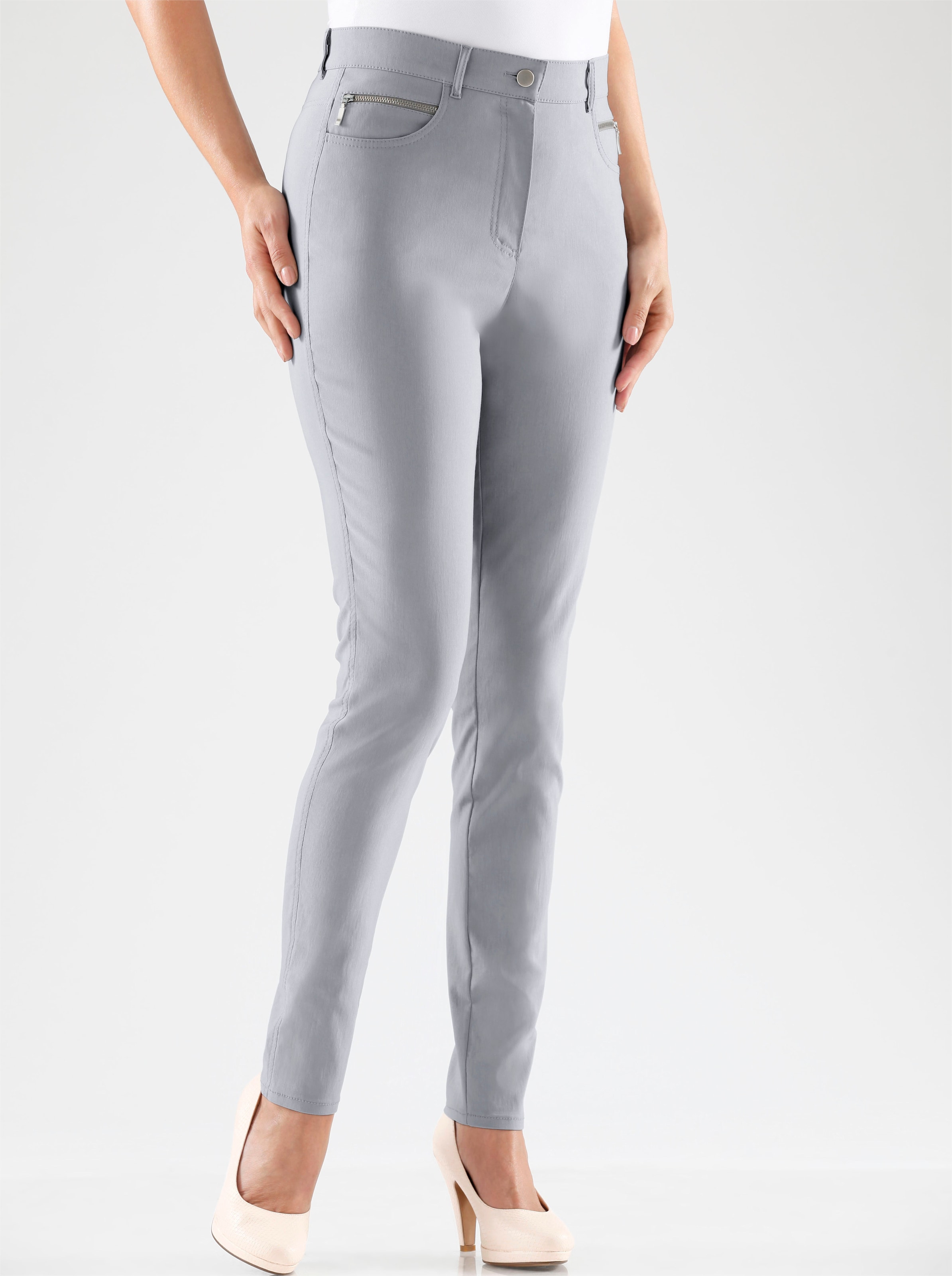 Witt Damen Stretch-Hose mit Zier-Taschen vorne, grau