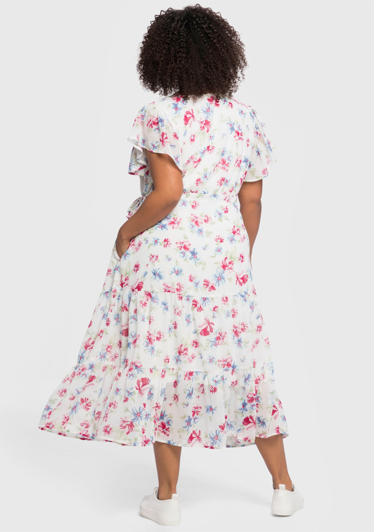 sheego by Joe Browns Chiffon jurk - wit bedrukt