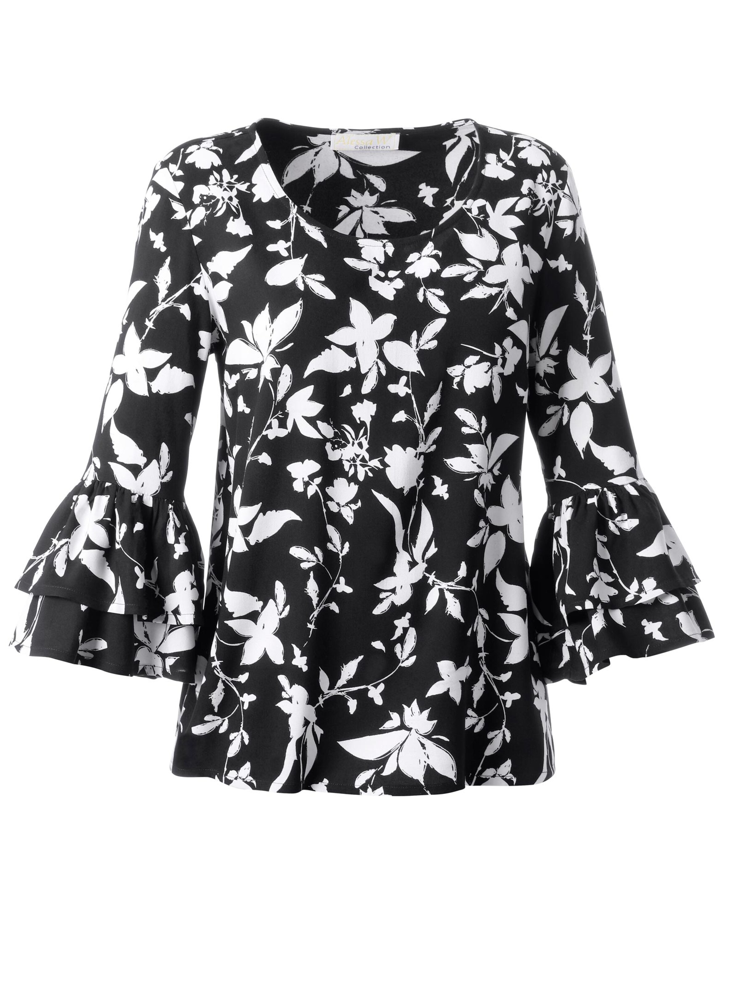 Bluse - schwarz-weiß-bedruckt