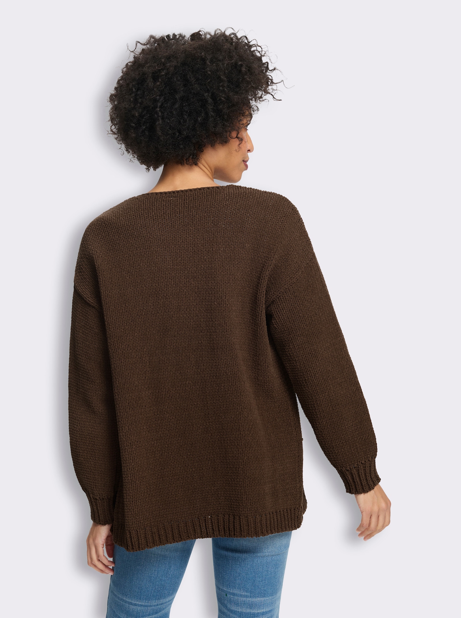 heine Strickjacke aus Chenille-Garn - schoko