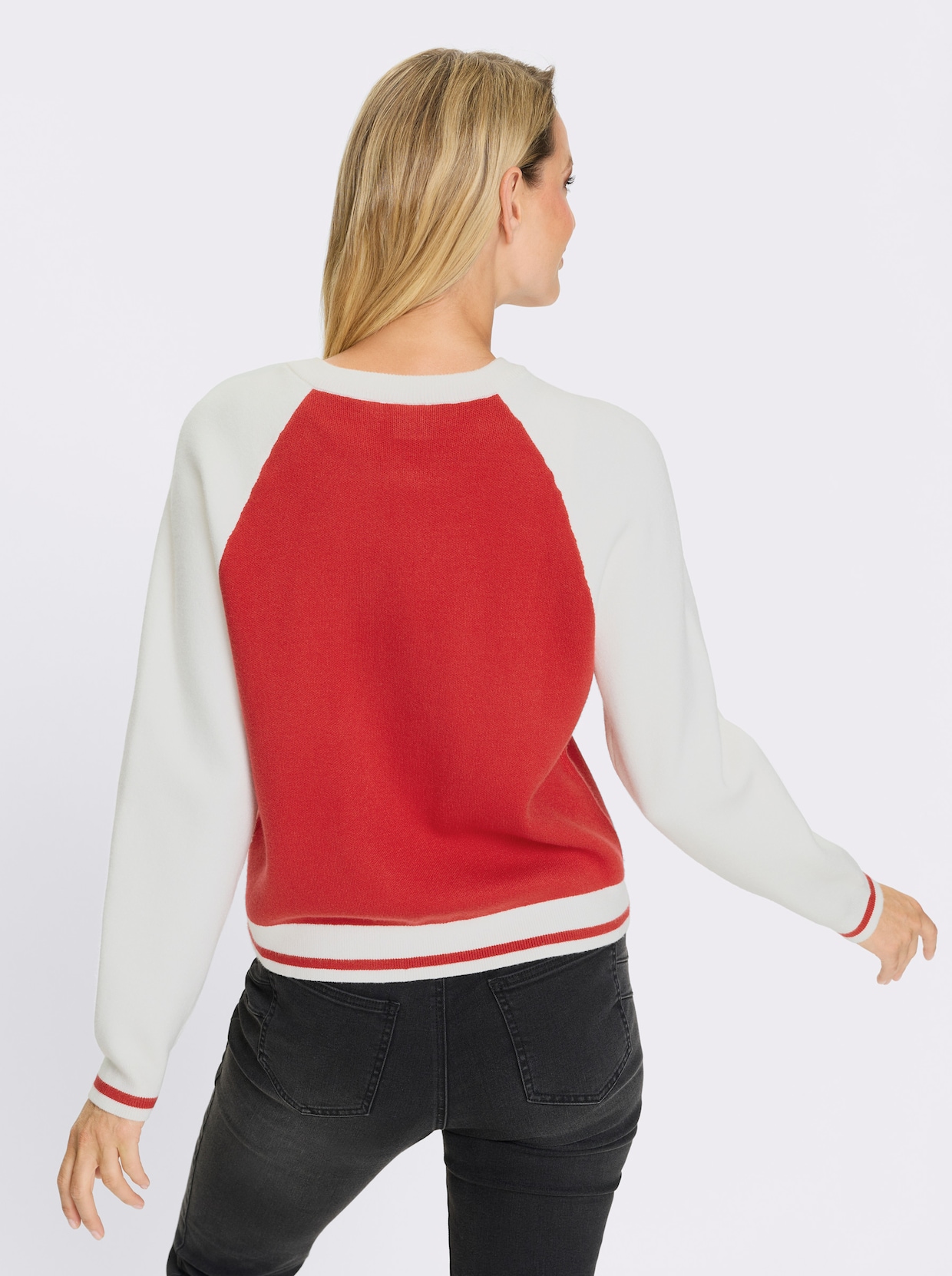 heine Fijn gebreid vest - rood/ecru
