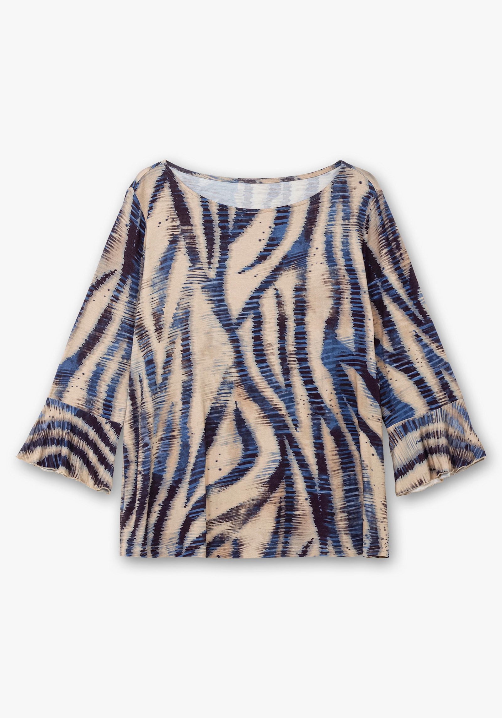 3/4-Arm-Shirt mit U-Boot-Ausschnitt - beige-marine-bedruckt