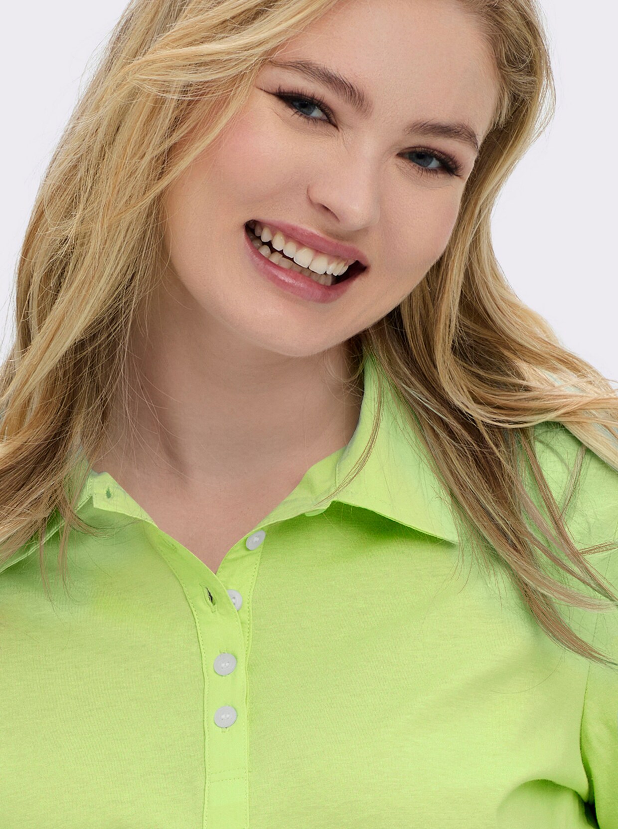 Langarm-Poloshirt in reiner Baumwoll-Qualität - pistazie