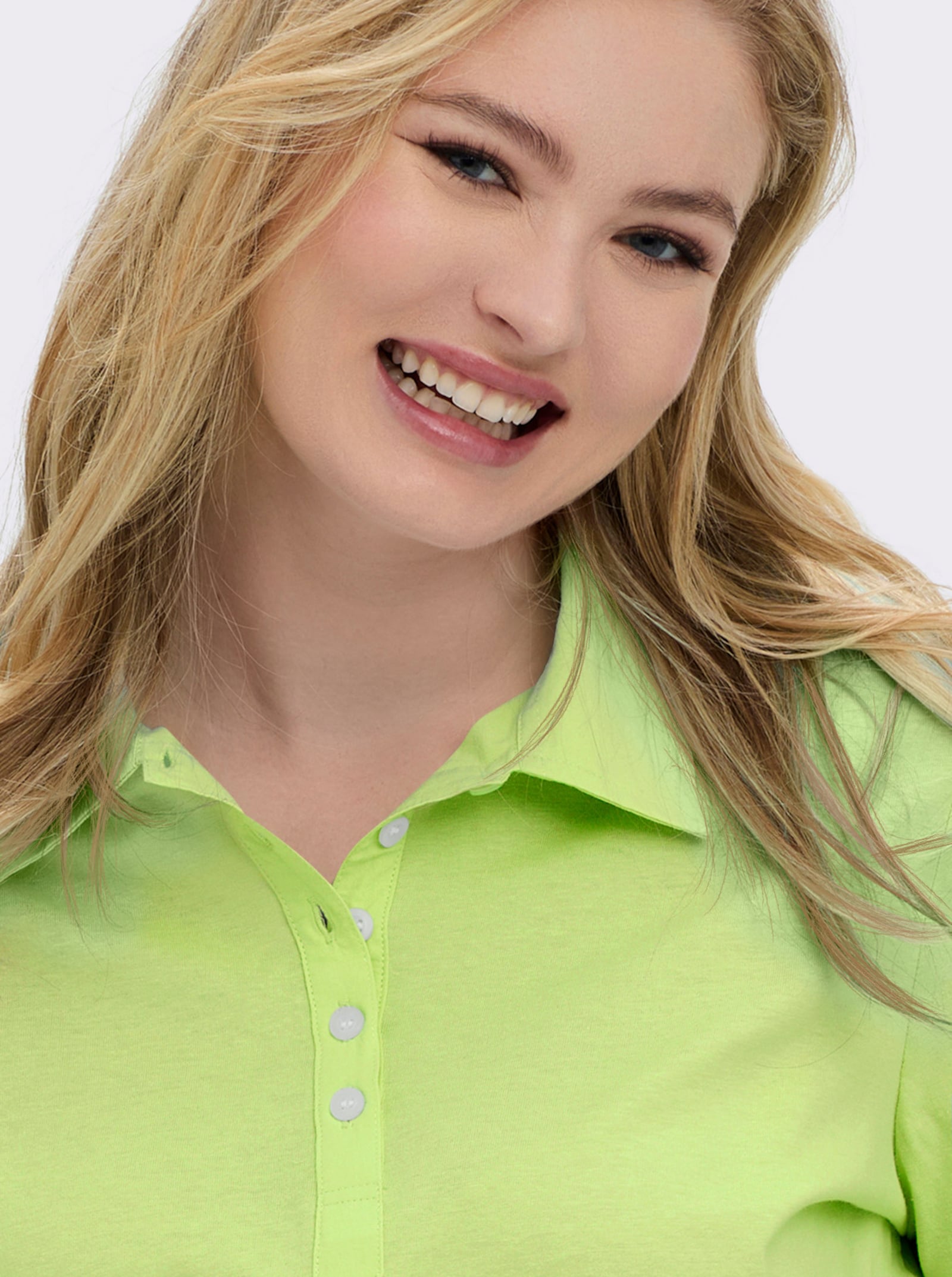 Langarm-Poloshirt in reiner Baumwoll-Qualität - pistazie